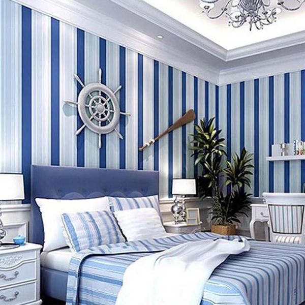 

wallpapers mediterranean simple striped self wallpaper adhesive non woven living room sticker background bedroom 3d diy wall cover