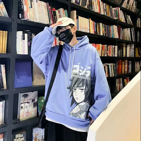 

mens designer t shirts japanese hoodie anime demon slayer pullover sweatshirt women men tomioka giyuu costume hoodies harajuku sudadera hom, Black