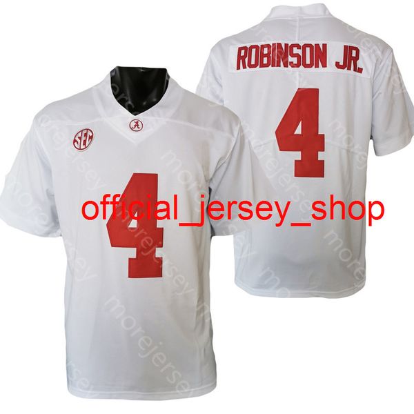 Ncaa faculdade alabama carmesim maré futebol jersey brian robinson jr. tamanho branco s-3xl todo bordado costurado