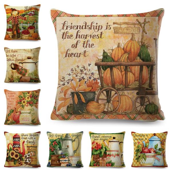 

cushion/decorative pillow watercolor cartoon flower teapot case decor plant leaf teacup cushion cover for sofa home polyester pillowcase 45x