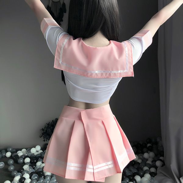 

ojbk pink school girl navy sailor costumes ddlg miniskirt velcro outfit women cosplay lingerie student uniform fashion 0631, Black;white