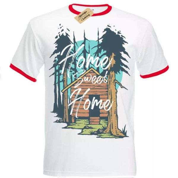 

la cabina camiseta home sweet home hombre ringer, White;black
