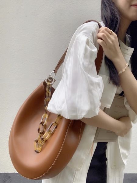 

fashion acrylic chain lattice women handbag designer luxury pu leather shoulder crossbody bags big tote purses female bucket sac c0508