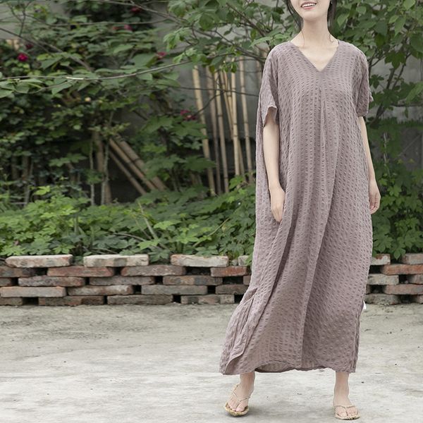 

johnature women summer bandage dresses v-neck bat sleeve vintage robes female original chinese style dresses 210521, Black;gray