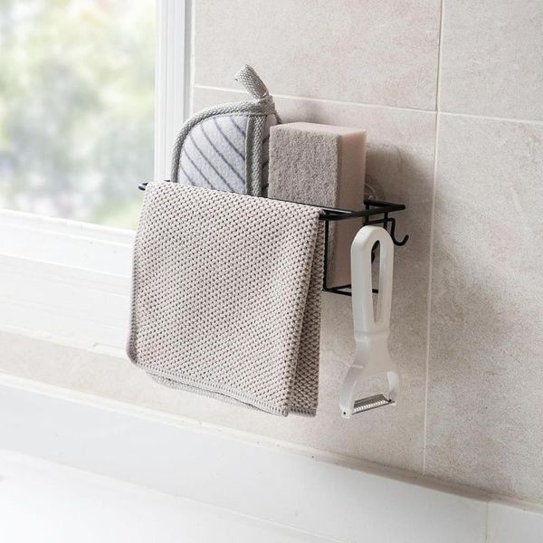 

kitchen storage & organization wrought iron rack rag drain household non-marking sink basket detergent sponge holder