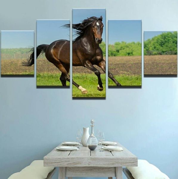 

canvas painting home decoration 5 panel animal horses wall art modular pictures for living room printed no frame