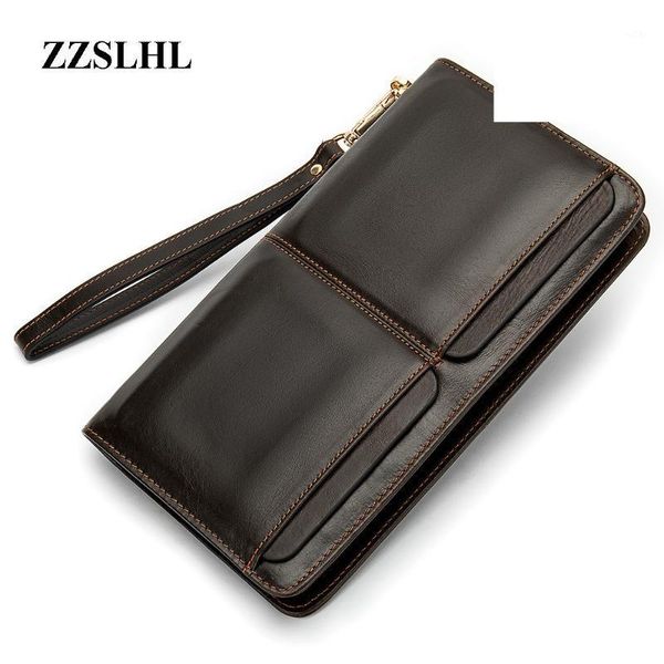 

brand quality genuine leather men's business wallet long zipper men wallets coin card credit purses pocket male clutch money bag1, Red;black