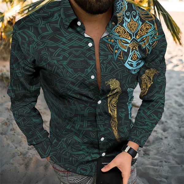 

men's casual shirts autumn winter retro men long sleeves shirt trendy classic unique 3d pattern sports jogging style oversize 50kg-85kg, White;black