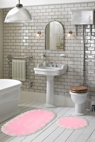 

oval 2 piece bathroom set (65x115-55x65) pink zaro15 bath mats