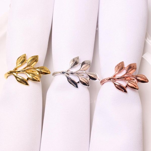 

napkin rings 8pcs/metal ring alloy leaf shape table decoration holder party