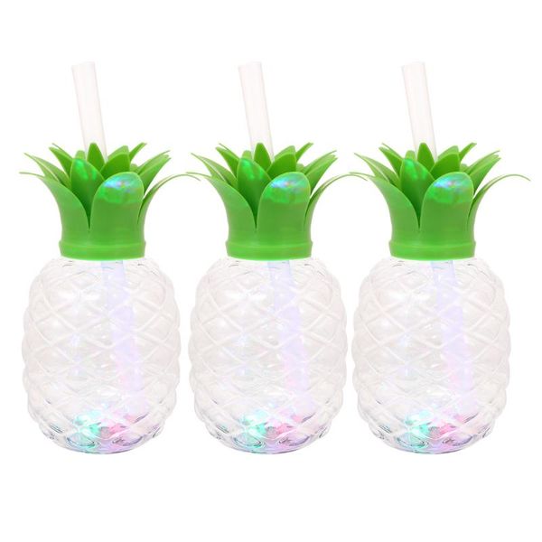 

mugs 1 set 3pcs luminous beverage cups creative pineapple with light for bar