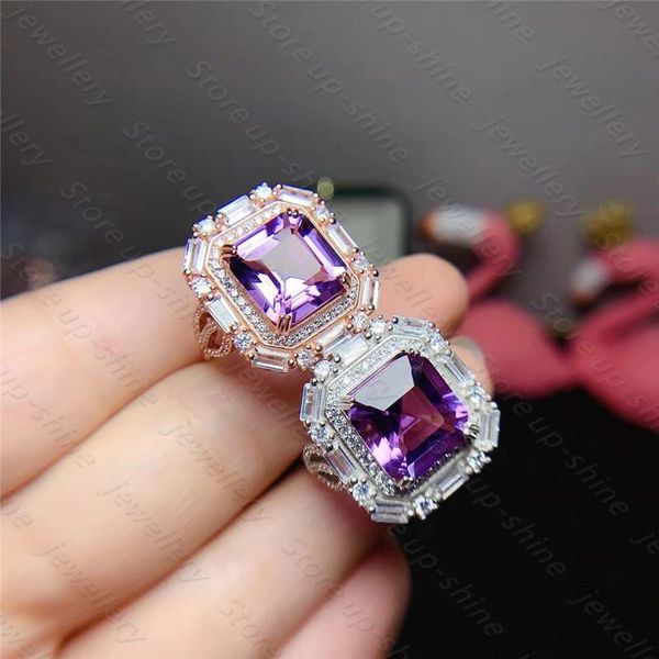 

style amethyst ring 925 silver ladies boutique luxury you deserve cluster rings, Golden;silver