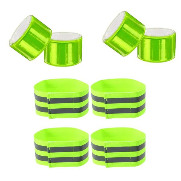 

pcs reflective wrist ankle bands high visibility gear for running (green) elbow & knee pads, Black;gray