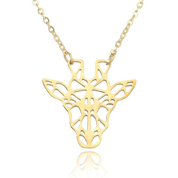 

necklace for women geometric animal pendant rose gold necklaces deer stainless steel jewelry on the neck simple friend, Silver