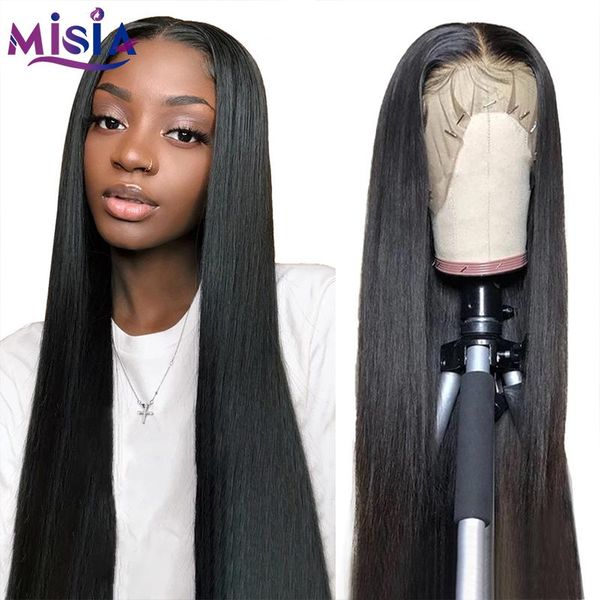 

lace wigs 13x4/4x4 straight front human hair 180 frontal for black women pre plucked bleached knots, Black;brown