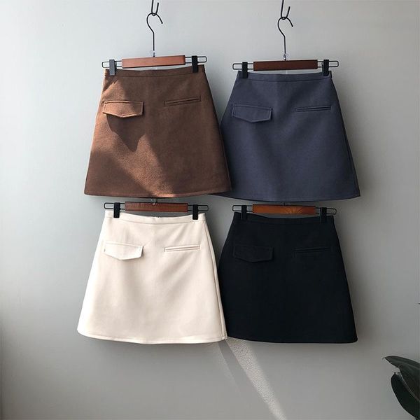 

autumn winter women skirt soild color a-line fashion high waist elegant suit short slim female fit hip skirts, Black