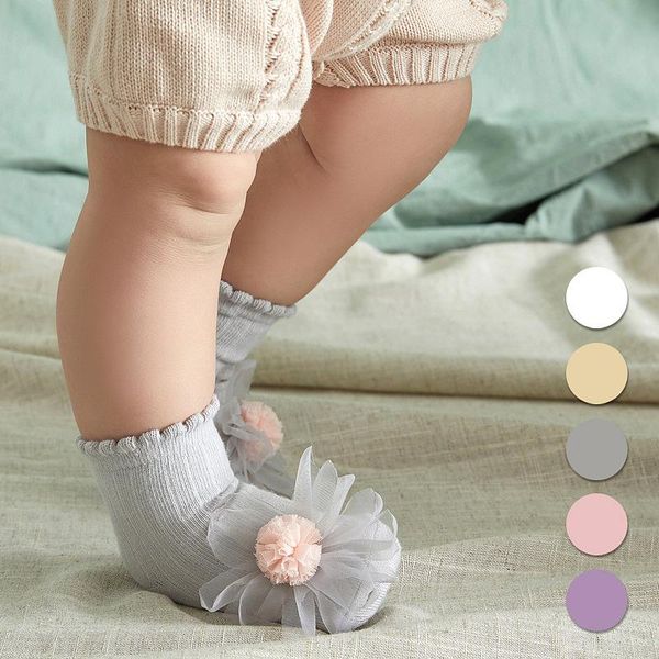 

baby children's cotton socks korean version cute cartoons boys floor infants loose big mesh flower princess, Pink;yellow