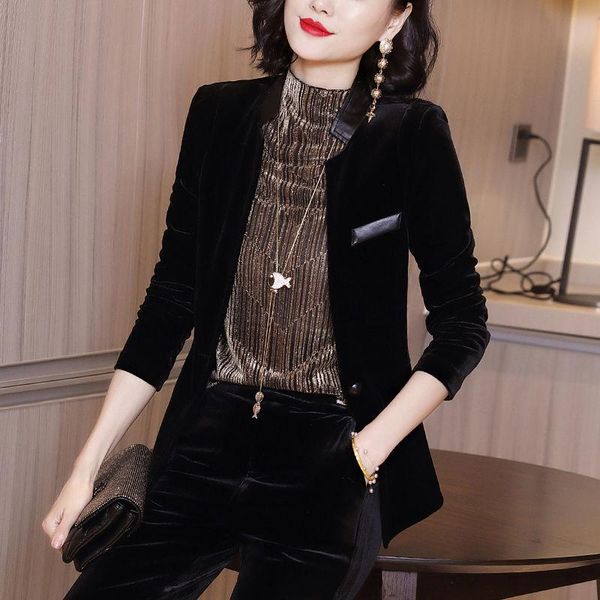 

velvet women blazer black elegant lady blazers suits plus size long sleeve slim office suit jackets women's &, White;black