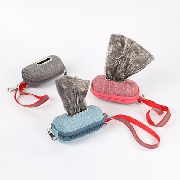 

dog travel & outdoors portable pet poop bag dispenser pick-up bags holder with rope cleaning waste garbage box bolsas para mascotas