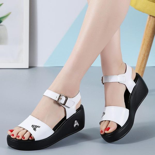 

fashion platform beach wedges sandals women summer high heels open toe slip on sandalias de verano para mujer, Black