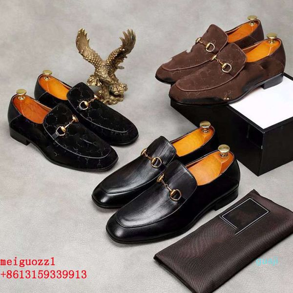 

men dress shoes flat women casual shoe business ice oxfords genuine leather designers metal buckle suede loafers yelie 2324, Black