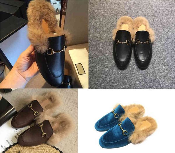 

er slippers princetown fur mules flats chain ladies casual shoes women mens loafers muller slipper shoe furry slides 6omgyemianbu, Black