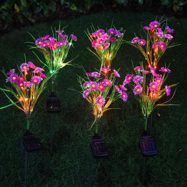 

2pcs solar led chrysanthemum light outdoor waterproof colorful lawn lamps wild flower landscape courtyard lamp garden decoration