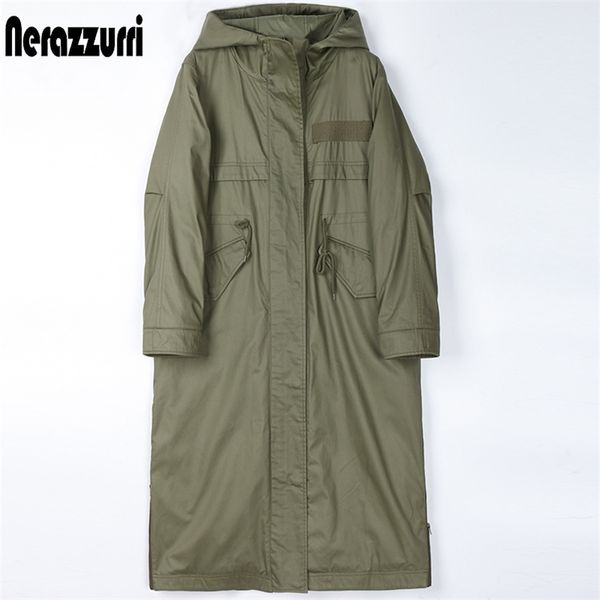 

nerazzurri winter long warm thick faux fur parka with hood long sleeve fluffy rabbit fur lined overcoat designer fashion 211019, Black