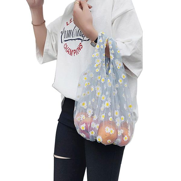 

shopping bags fashionable ladies bag convenient tote lace flower storage small fresh personality mesh 2021