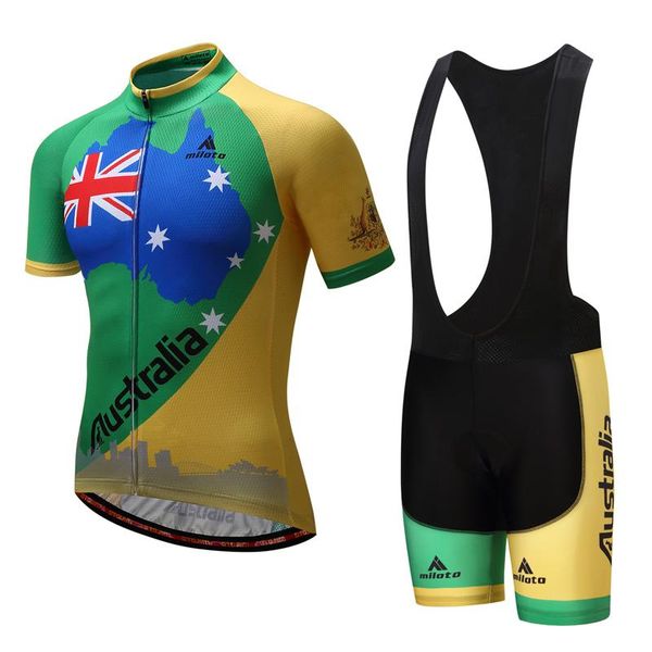 

racing sets miloto men australia cycling set breathable bike clothing road riding wear, Black;blue