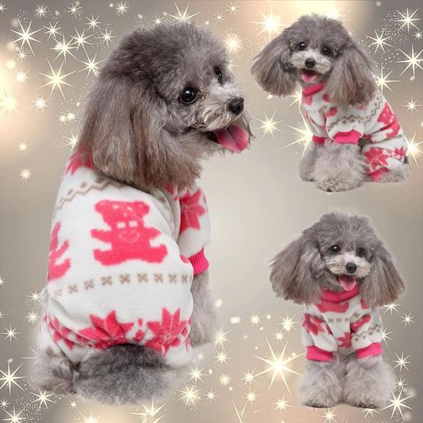 

dog apparel winter pet bear pattern warm four-legged pajamas with