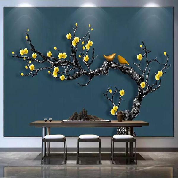 

wallpapers drop custom po mural wallpaper chinese style flowers birds decorative painting for tv background