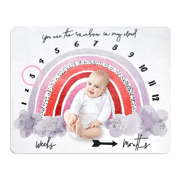 

blankets & swaddling 23gd 1 set baby monthly record growth milestone blanket born pography props accessories creative cartoon rainbow print