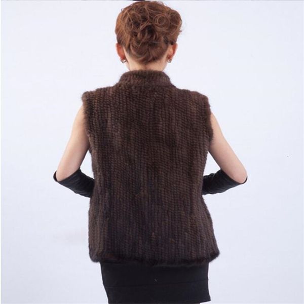 

chewies natural winter knitted mink women genuine vest jacket new arrival real fur 2.24, Black