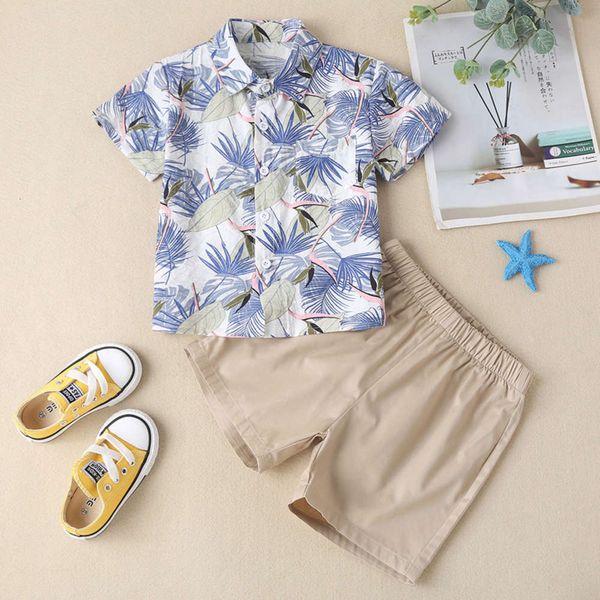 

boys' summer suit children's shirt korean summer two piece, White