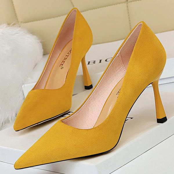 

dress shoes woman pumps suede women fashion office kitten heels 2021 high female plus size 42 43, Black