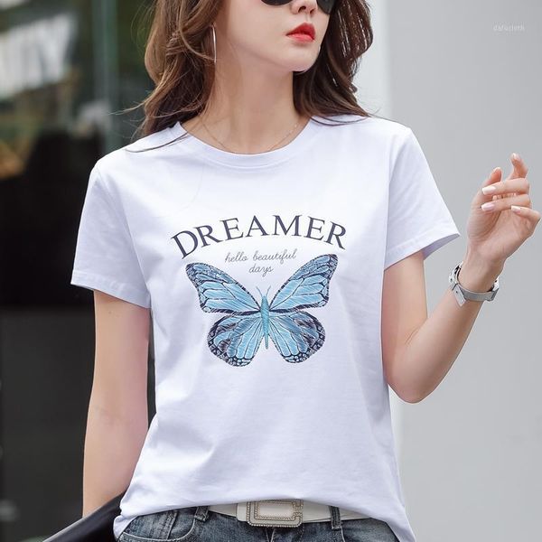 

cotton t-shirt female short sleeve mujer camisetas plus size graphic woman tshirts women 2021 t-shirty damskie women's, White