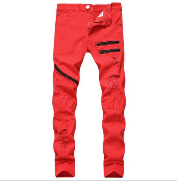 

men's jeans for men dad jean white red black man high elastic plus size 40 stretch male washed denim skinny pencil pants, Blue