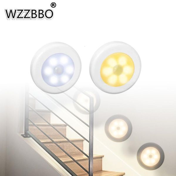 

night lights 6led kitchen cabinet light staircase closet room aisle lighting wall motion sensor wireless bedroom decor lamp
