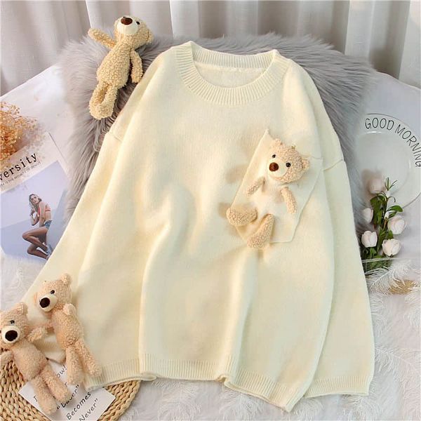 

men's sweaters "loose female sweater lazy japanese style college candy-coloured nightgown on the outside wear autumn style.", White;black