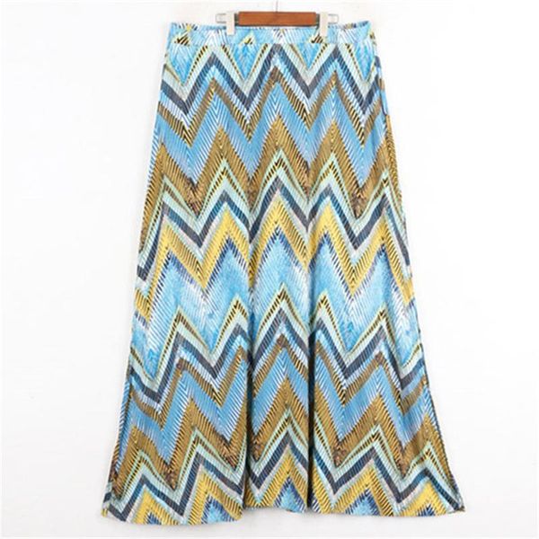 

skirts women skirt wave striped knitted bottom beach summer hem split color block long print faldas saia jupe bohe holiday, Black