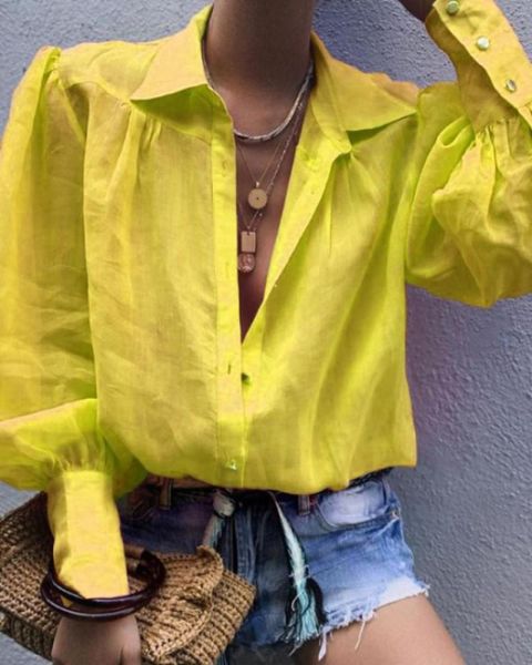 

spring one piece basic blouse women's turn collar shirt office lady style long sleeve casual female blouses & shirts, White