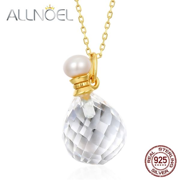 

allnoel 925 sterling silver sweater chain pendant for women natural pearl white crystal gem diamond necklace fashion