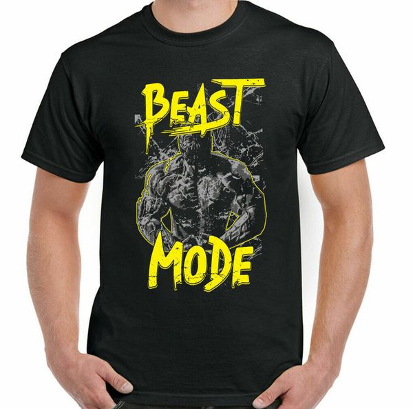 

gym t-shirt beast mode mens training mma bodybuilding weights weightlifting, White;black