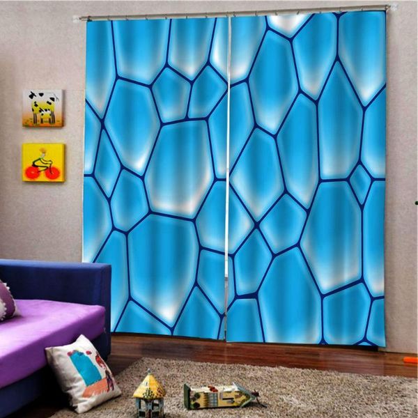 

curtain & drapes modern blue irregular geometric pattern window for living room bedroom polyester fabric blackout indoor sets