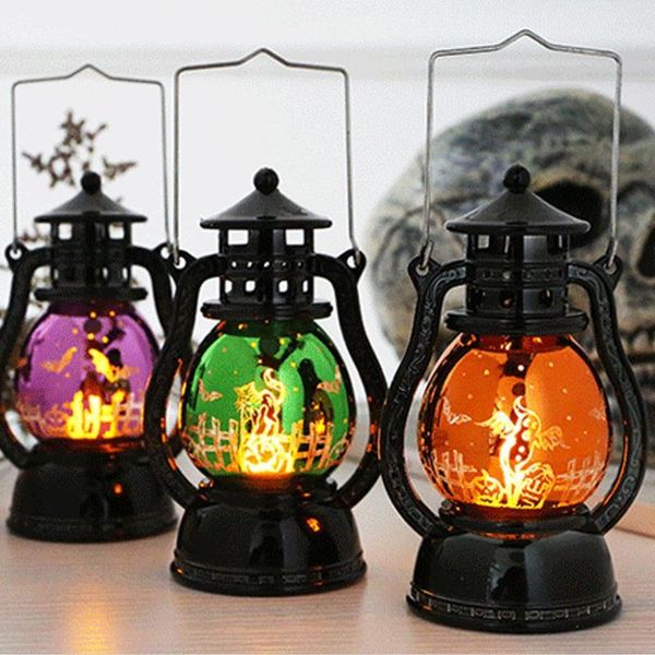 

strings witch castle led light lamp halloween lantern vintage party hanging decor portable small oil pumpkin night