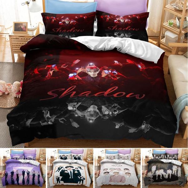 

bedding sets fashion hd digital print bangtan boys style duvet cover+ pillowcase 2/3pcs customized bed set us/au/eu 12 size