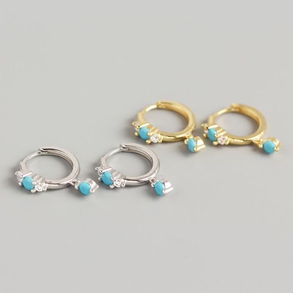 

other ypay 100% real 925 sterling silver hoop earrings for women europe ins turquoise zircon earring brinco fine party jewelry yme775, Golden;silver
