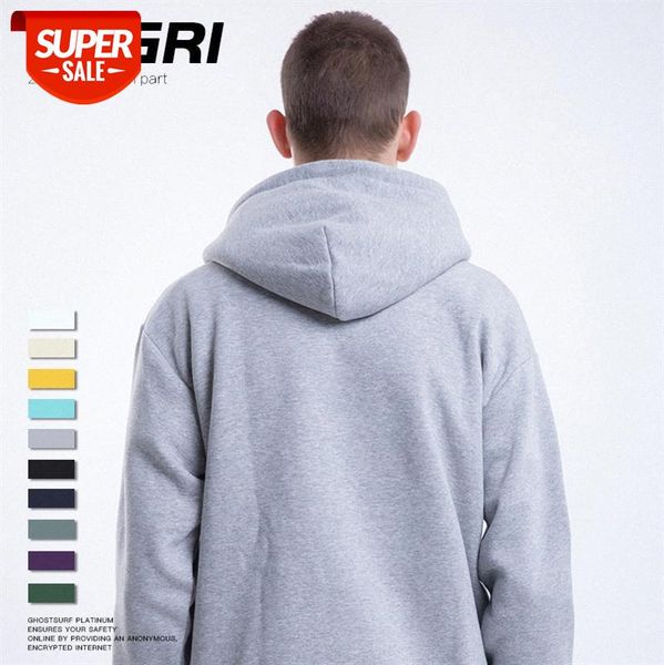 

20 european and american fashion brand autumn winter men's clothing, solid color basic light fleece, hooded loose sweater #te6w, Black