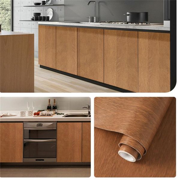 

window stickers 2m/5m waterproof wood wallpaper roll self adhesive contact paper doors cabinet deskmodern furniture decorative sti